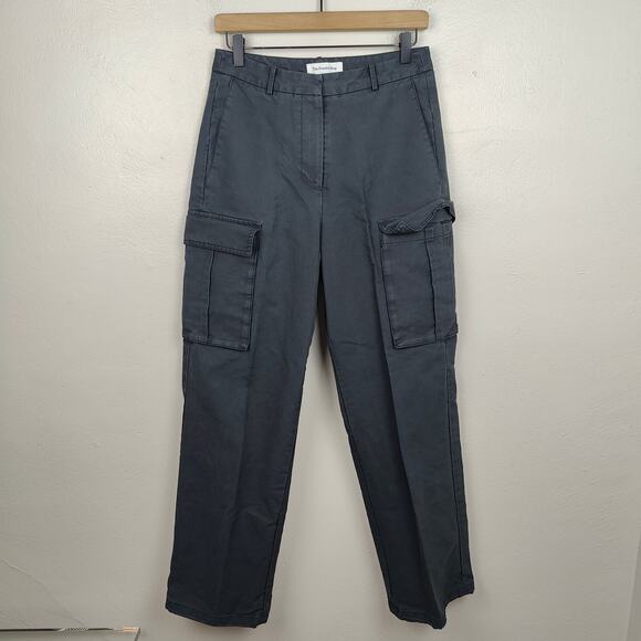 The Frankie Shop Gia Cargo Pants Womens Medium Navy Blue Relaxed Fit Trousers